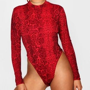 Red snakeskin bodysuite